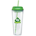 20 Oz. Clear Infuse Tumbler Cup W/Apple Lid & Straw